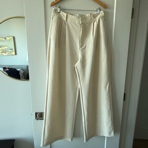 Abercrombie & Fitch Cream Sloane Wide-Leg Women's Trousers